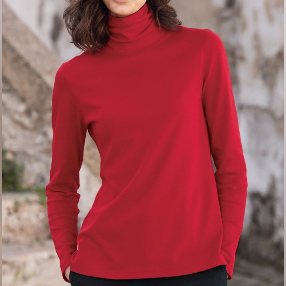 Talbots Red Knit Petite Turtleneck